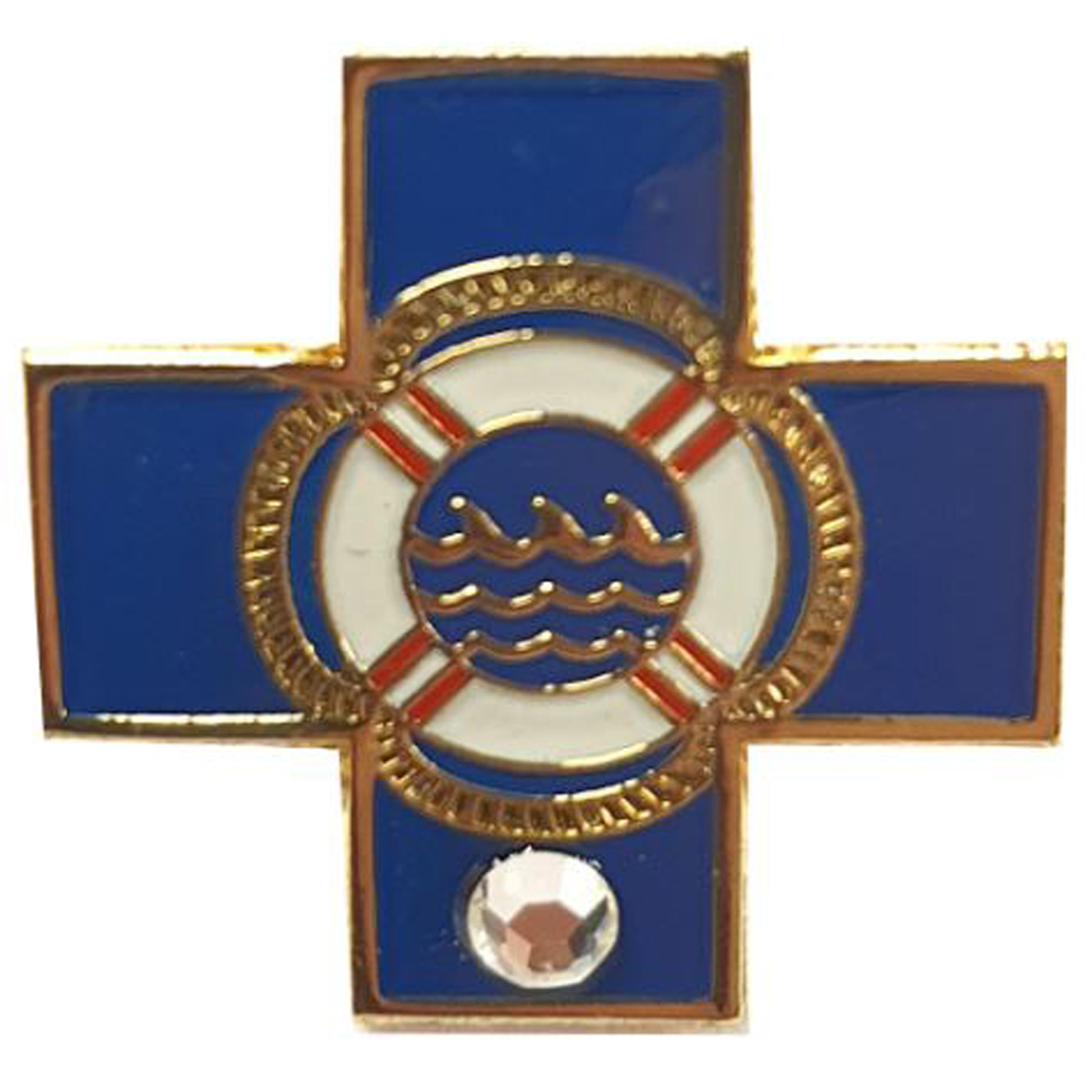 Blaues Kreuz Miniatur mit Diamant